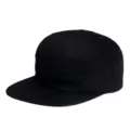 Classic black cotton 5-panel skating cap with flat brim and soft crown structure. - Kids Size (Fits 52-55cm Head Circumference) / Black