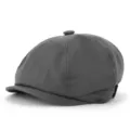Classic dark grey cotton newsboy cap featuring a vintage octagonal design for casual wear - Size S (54-56cm) / Gray