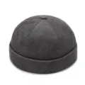 Bonnet docker classique en velours côtelé gris foncé avec une texture douce et striée - Convient au Tour de Tête 56-60cm (Réglable) / Gris