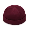 Bonnet docker en velours côtelé bordeaux sans bord, chapeau rétro chaud pour l'hiver - Convient au Tour de Tête 56-60cm (Réglable) / Bordeaux