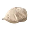 Classic beige cotton newsboy hat featuring a retro British baker boy cap style for casual wear - Size S (54-56cm) / Beige