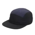 Breathable navy blue and black two-tone 5-panel flat brim streetwear skateboard hat - Black & Dark Blue Patchwork