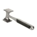 Heavy-duty double-sided stainless steel meat tenderizer hammer with non-slip black handle grip - 1 Piece / Shiny Silver