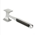 Double-sided stainless steel meat tenderizer hammer with black ergonomic handle - 1 Piece / Matte Silver