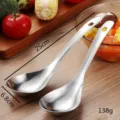 Detailed view of 25cm stainless steel large soup spoon with size and weight specs - Style A Rice Soup Spoon / 1 Piece