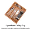 Organizador de cajones de bambú extensible para cubiertos y utensilios de cocina - Caja de Cubiertos Extensible Pequeña / Amarillo jengibre