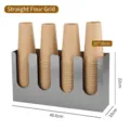 4-Fächer Edelstahl-Papierbecherhalter Organizer für Kaffeeshops und Milchteeläden - 4-Fach Flach