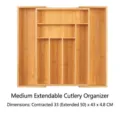 Organizador de cajones de cocina extensible de bambú para cubiertos y utensilios - Caja de Cubiertos Extensible Mediana / Amarillo jengibre