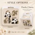 Beige wall-mounted foldable laundry basket with a cute 3D panda design, 36x33x3cm size - White Frame Panda