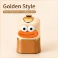 Creative big mouth bird automatic pop-up toothpick holder in golden and beige finish - Gold / Cream