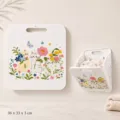 White foldable wall-mounted laundry basket with cute cat floral design 36x33x3cm - Three Kittens