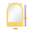 Cute yellow tabletop makeup mirror for students with purple star wand and cat ears - Yellow