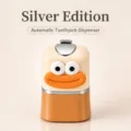 Silver automatic press-type bird toothpick holder with cute cartoon character design - Silver / Cream