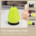 Green pear-shaped toothpick and floss storage box with a detachable dustproof lid - Pear Style / 1 Piece / Cyan