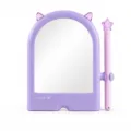 Adorable purple cat-eared desktop makeup mirror with star wand accessory for girls - Purple