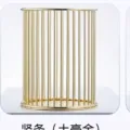 Elegant Nordic style gold metal wire pen holder in large size featuring vertical stripes - Vertical Striped Style / Gold