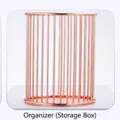 Rose gold metallic wireframe pen holder and makeup brush organizer for desk storage - Vertical Striped Style / Rose Gold