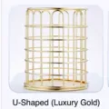 Elegant Nordic gold metal iron pen holder with U-shaped design for desk and office organization - Arch Style / Gold