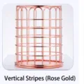 Rose gold metal wire pen holder with vertical bars for office desk organization - Arch Style / Rose Gold
