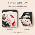 Black frame foldable wall-mounted laundry basket featuring a traditional Koi Blessing - Black Frame Koi Blessing