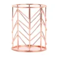 Rose gold metal wire pen holder with geometric chevron pattern for desk organizer - W-Shaped Wave Style / Rose Gold