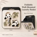 Foldable wall-mounted laundry basket with cute panda pattern in black frame - Black Frame Panda