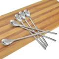 Juego de cucharas de acero inoxidable pulido con mango largo para café y postres - Pieza Única (22.8cm) / Plateado