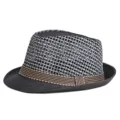 Vintage black and white straw trilby hat for men and women summer sun protection - Adult size 56-58cm / Style 1-Black