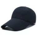 Dark blue plain baseball cap featuring an extended long brim for sun protection - Fits 56-60cm / 光板款(插扣) / Navy Blue