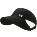Stylish black ponytail friendly empty top baseball cap with white DYJ embroidery logo - DYJ Embroidery / 56-60cm / Black