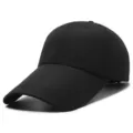 Professional lightweight black baseball cap with an extended brim for enhanced sun protection - Fits 56-60cm / 光板款(插扣) / Black
