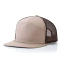 Gorra trucker de 7 paneles bicolor con visera plana y rejilla marrón transpirable - Talla Única (Se ajusta a 56-60cm) / Caqui Con Malla Café