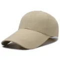 Plain khaki breathable baseball cap with extended long brim for outdoor sun protection - Fits 56-60cm / 光板款(插扣) / Khaki