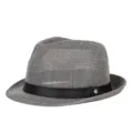 Breathable grey straw jazz fedora hat with elegant black band for summer sun protection - Fits approx. 57-58cm head circumference / PU Band Style / Gray