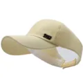 Creamy yellow empty top sun visor hat for women with high ponytail ponytail hole - DYJ Embroidery / 56-60cm / Yellow
