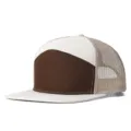 Gorra trucker de 7 paneles con visera plana y parte trasera de malla caqui transpirable - Talla Única (Se ajusta a 56-60cm) / Caqui Café Con Malla Caqui