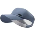 Premium blue empty top sun hat with high ponytail hole design for outdoor sports and leisure - DYJ Embroidery / 56-60cm / Grey Blue