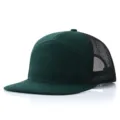 Gorra trucker elegante de 7 paneles con visera plana en verde oscuro y malla transpirable - Talla Única (Se ajusta a 56-60cm) / Verde Oscuro Con Malla Negra