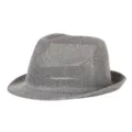 Breathable woven straw fedora hat in grey with rolled edge for summer sun protection - Fits approx. 57-58cm head circumference / Plain Style / Gray