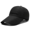 Black breathable extended brim baseball cap with cursive California text embroidery - Fits 56-60cm / 刺绣多字母款(日字扣) / Black