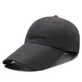 Dark grey breathable long brim baseball cap with California embroidery decoration - Fits 56-60cm / 刺绣多字母款(日字扣) / Dark Gray