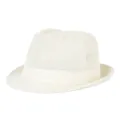 Classic white breathable straw trilby hat with rolled edge for summer sun protection - Fits approx. 57-58cm head circumference / Plain Style / Cream