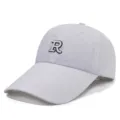White breathable baseball cap with embroidered letter R for summer outdoor sports - Fits 56-60cm / 刺绣R后网眼款(日字扣) / White