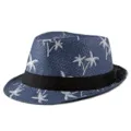 Cappello di paglia blu traspirante con motivo a palma bianca per la spiaggia estiva - Taglia adulto 56-58cm / Stile 3 - Blu