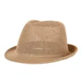 Classic breathable summer straw fedora hat for stylish sun protection in light brown - Fits approx. 57-58cm head circumference / Plain Style / Brown