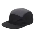 Lightweight two-tone black and grey 5-panel camper hat with a modern flat brim design. - Black & Dark Gray Patchwork