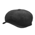 Cappello newsboy classico in denim grigio scuro con un elegante design vintage - Taglia S (54-56cm) / Stile Denim / Nero