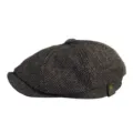 Coppola vintage in cotone marrone scuro con motivo a spina di pesce per l'autunno - Taglia S (54-56cm) / Spina di Pesce Nero-Caffè