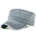 Vintage washed cotton grey cadet cap for men featuring a comfortable oversized fit design - XL (60-64) / Medium Grey