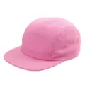 Cappellino 5-panel in cotone rosa con visiera piatta e top morbido stile street - rosa scuro